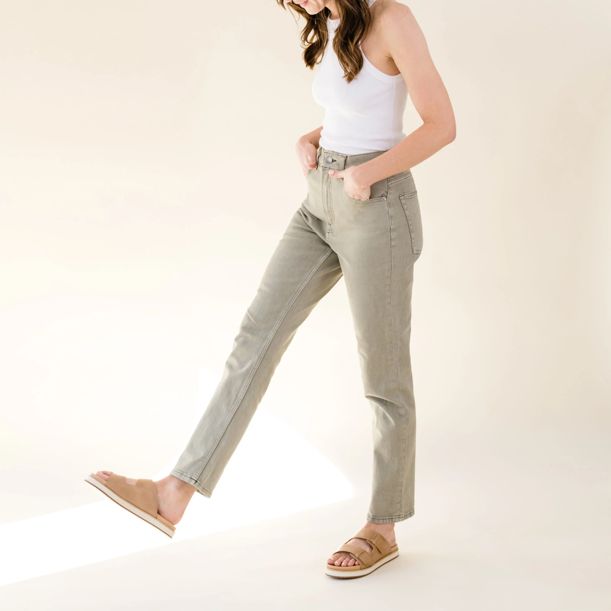 Ella Flatform Slide Almond - Image 4