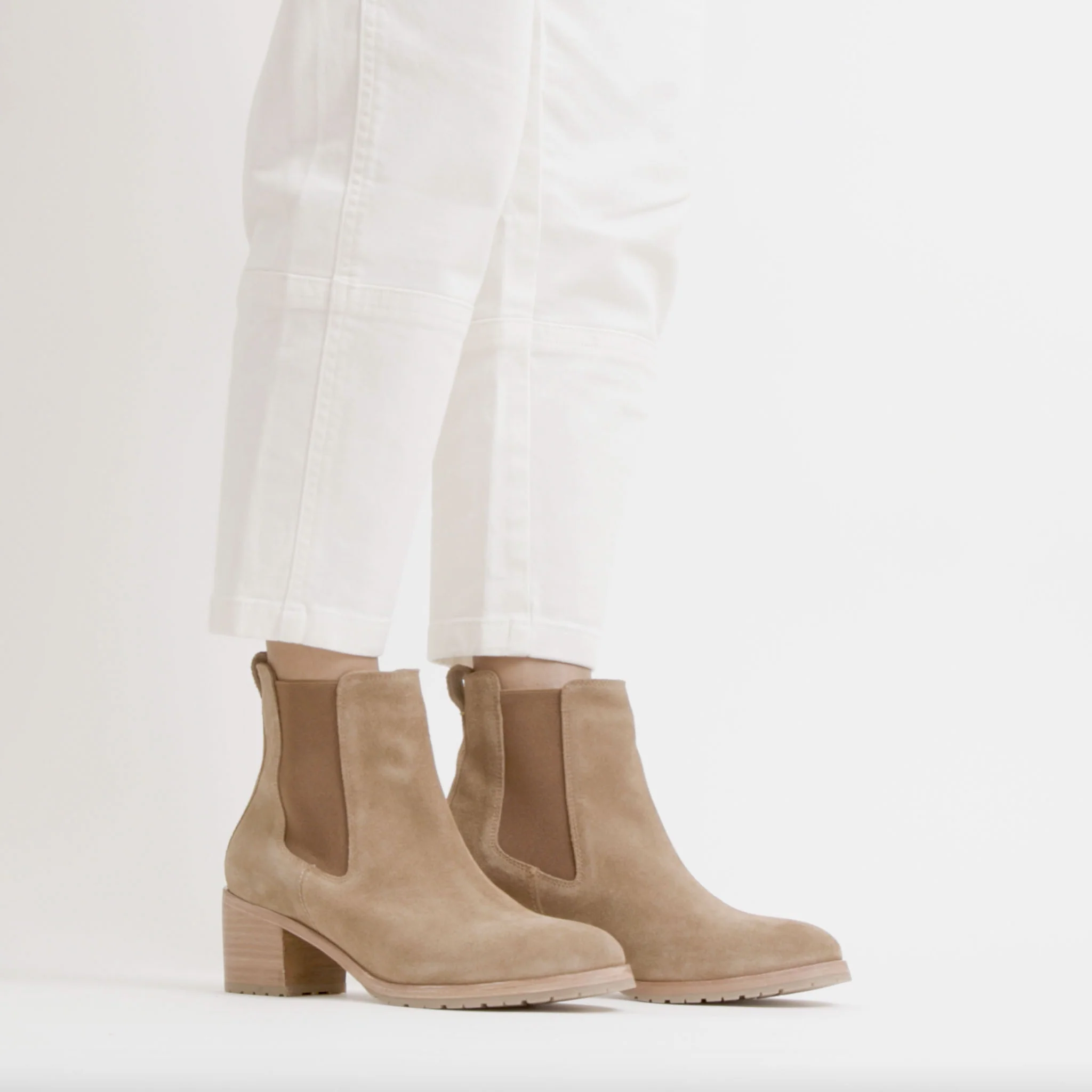 Ana Go-To Heeled Chelsea Boot Taupe Suede - Image 14